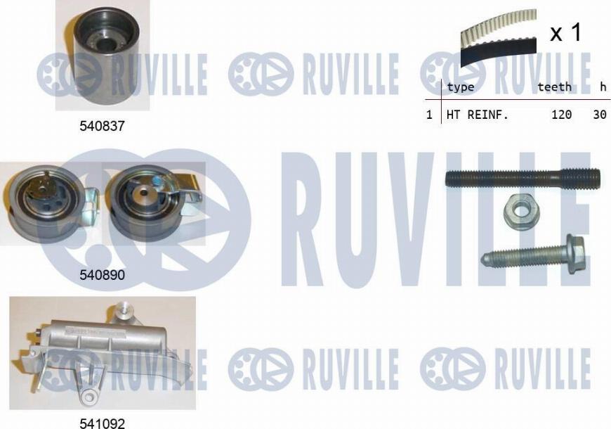 Ruville 550138 - Комплект ангренажен ремък vvparts.bg