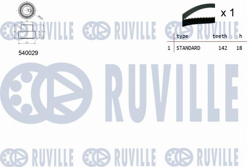 Ruville 550129 - Комплект ангренажен ремък vvparts.bg