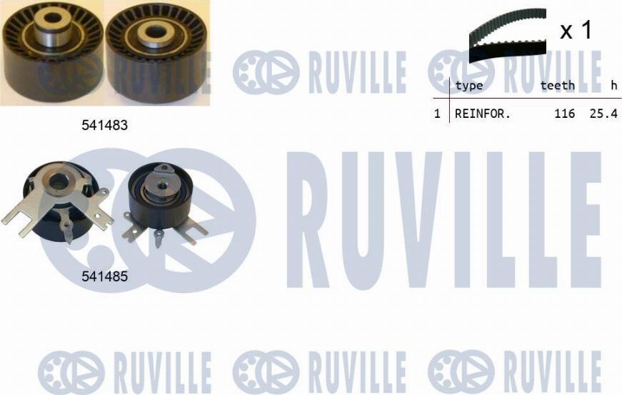 Ruville 550125 - Комплект ангренажен ремък vvparts.bg