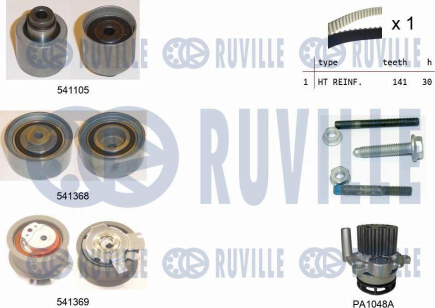 Ruville 5501261 - Водна помпа+ к-кт ангренажен ремък vvparts.bg