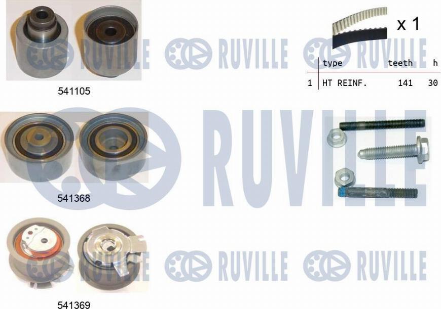 Ruville 550126 - Комплект ангренажен ремък vvparts.bg