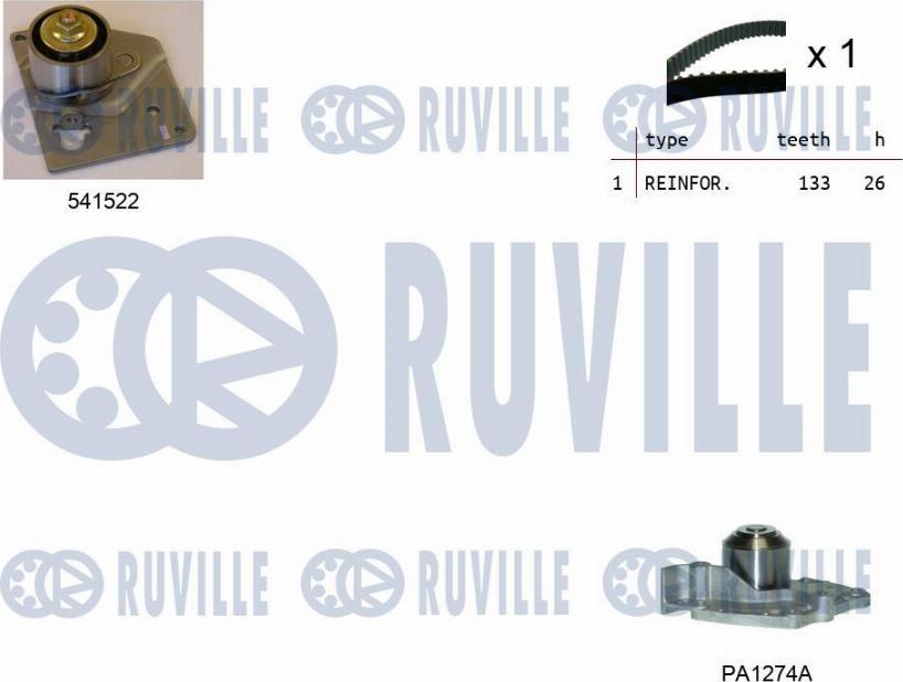 Ruville 5501281 - Водна помпа+ к-кт ангренажен ремък vvparts.bg