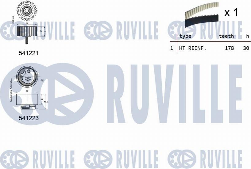 Ruville 550122 - Комплект ангренажен ремък vvparts.bg