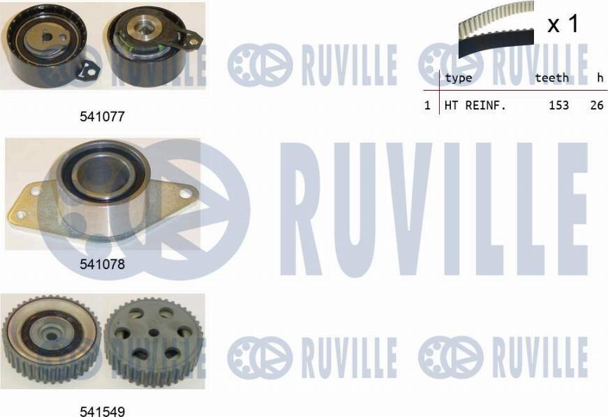 Ruville 550349 - Комплект ангренажен ремък vvparts.bg