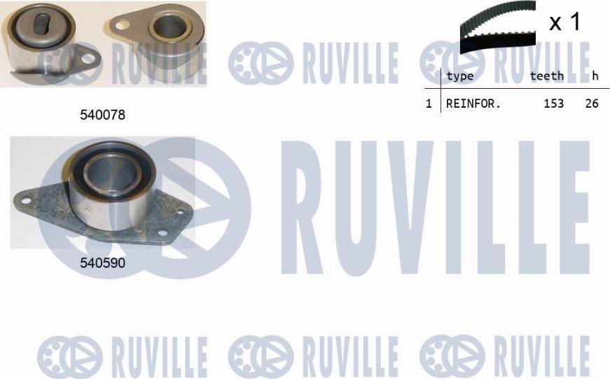 Ruville 550344 - Комплект ангренажен ремък vvparts.bg