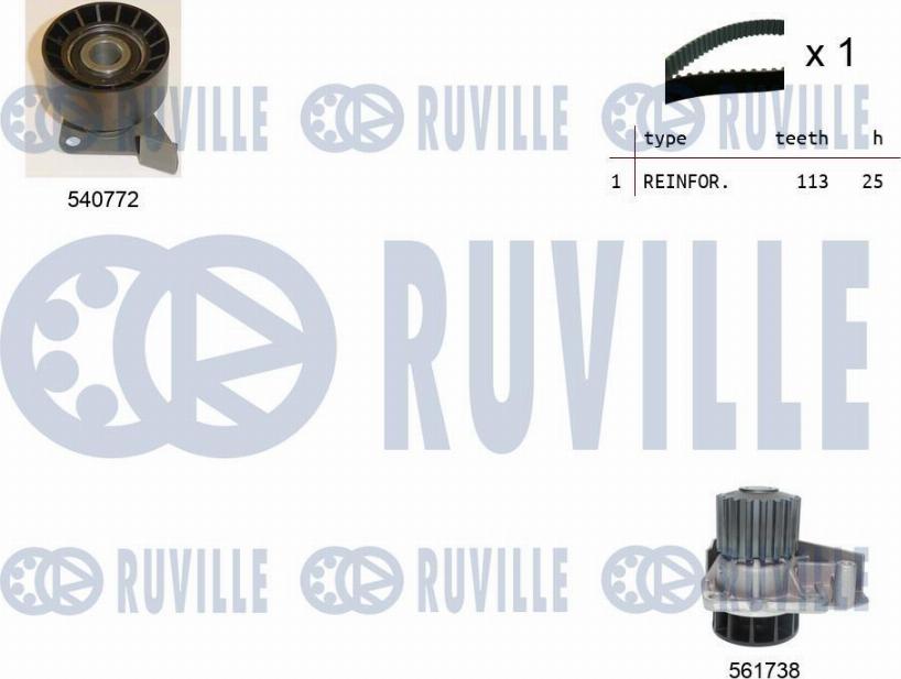 Ruville 5503431 - Водна помпа+ к-кт ангренажен ремък vvparts.bg