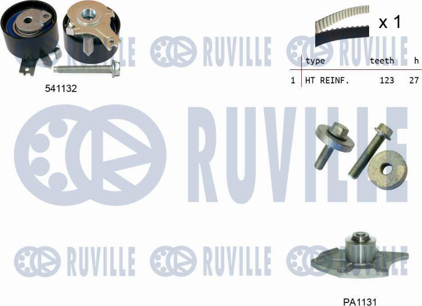 Ruville 5503551 - Водна помпа+ к-кт ангренажен ремък vvparts.bg