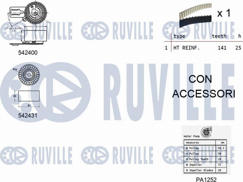 Ruville 5503581 - Водна помпа+ к-кт ангренажен ремък vvparts.bg