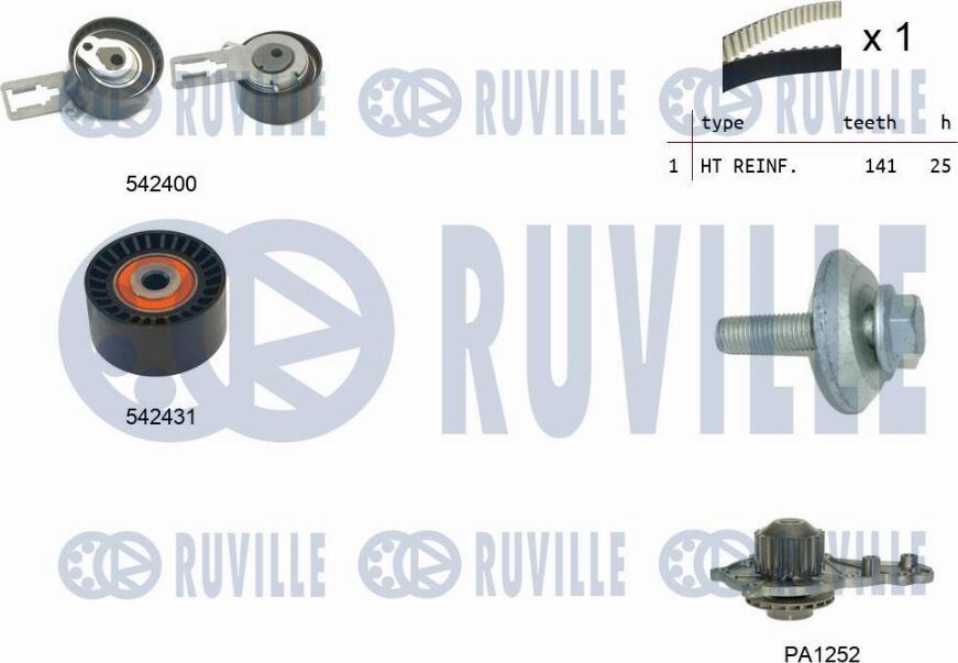 Ruville 5503581 - Водна помпа+ к-кт ангренажен ремък vvparts.bg