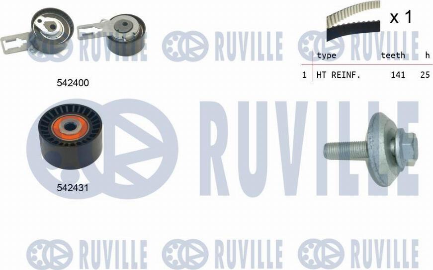 Ruville 550358 - Комплект ангренажен ремък vvparts.bg