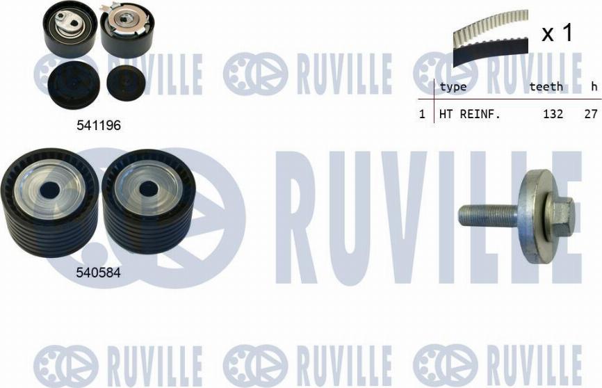 Ruville 550357 - Комплект ангренажен ремък vvparts.bg