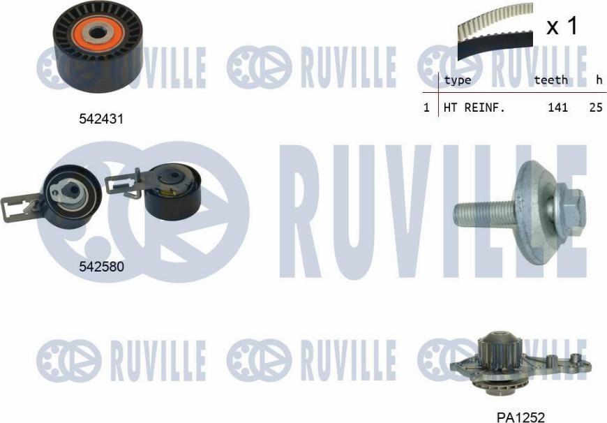 Ruville 5503691 - Водна помпа+ к-кт ангренажен ремък vvparts.bg
