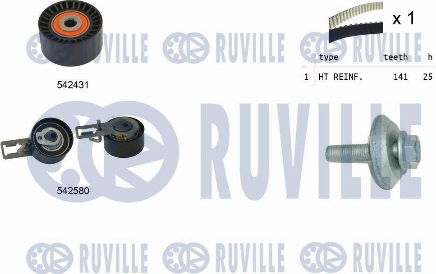 Ruville 550369 - Комплект ангренажен ремък vvparts.bg