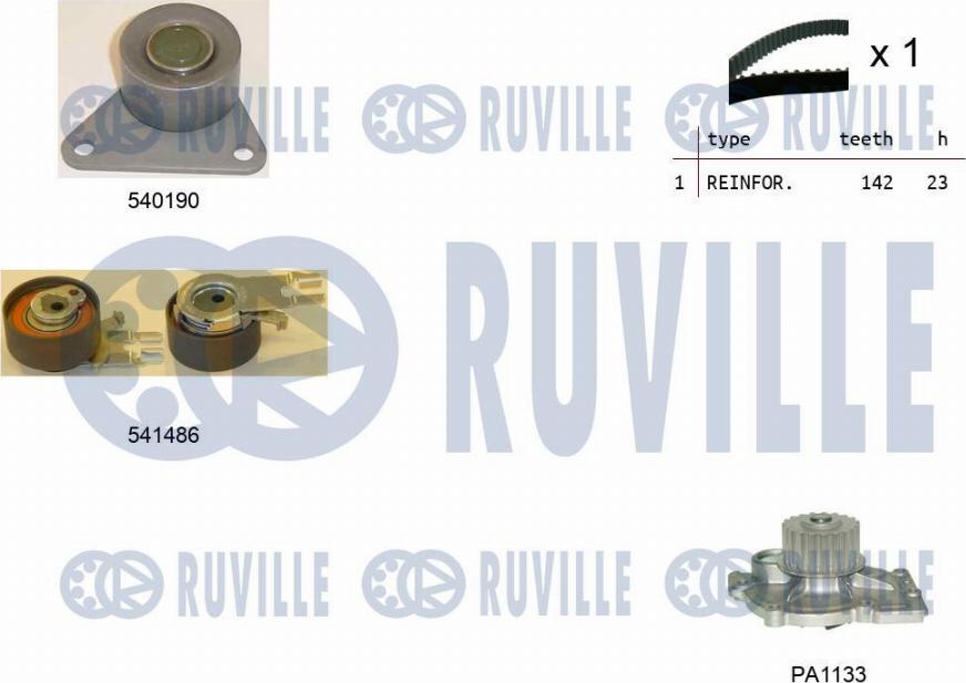 Ruville 5503641 - Водна помпа+ к-кт ангренажен ремък vvparts.bg