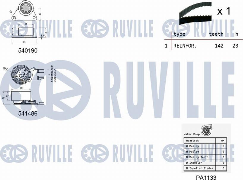 Ruville 5503641 - Водна помпа+ к-кт ангренажен ремък vvparts.bg