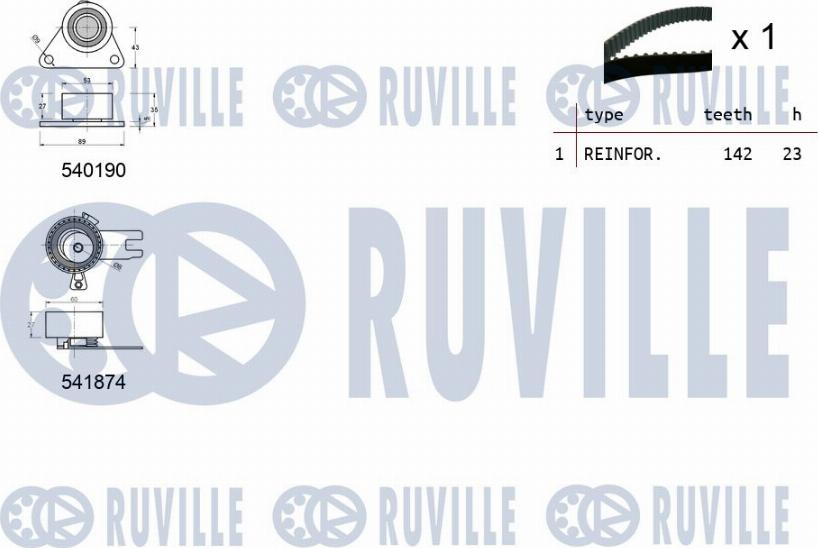 Ruville 550365 - Комплект ангренажен ремък vvparts.bg