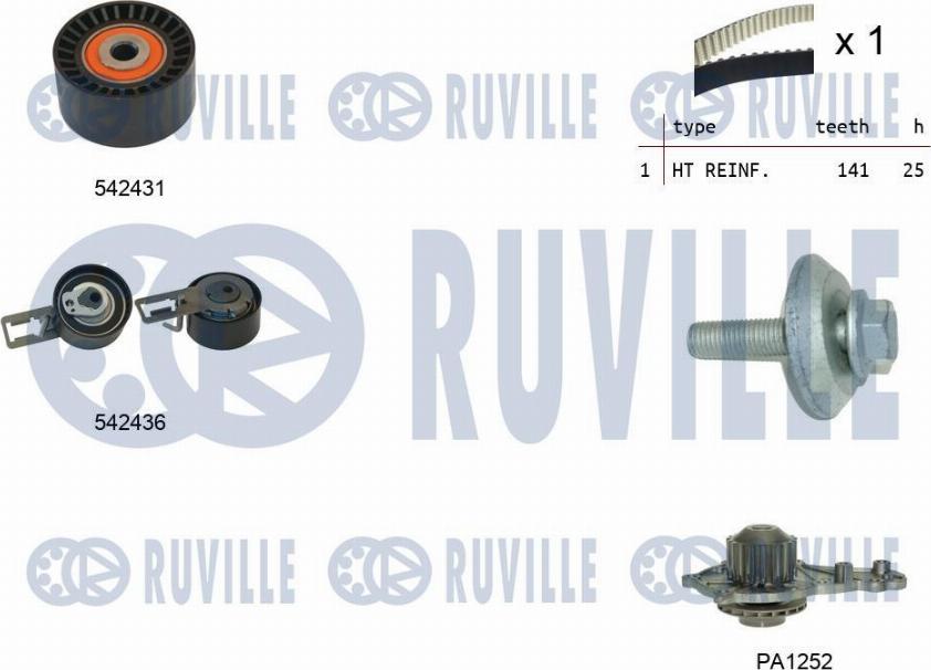 Ruville 5503681 - Водна помпа+ к-кт ангренажен ремък vvparts.bg