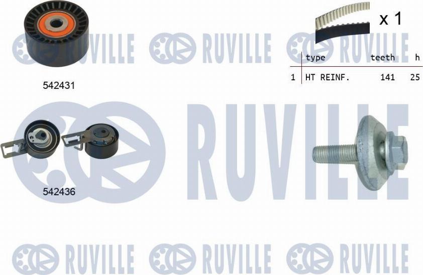 Ruville 550368 - Комплект ангренажен ремък vvparts.bg