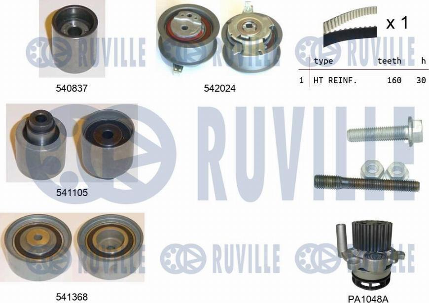 Ruville 5503051 - Водна помпа+ к-кт ангренажен ремък vvparts.bg