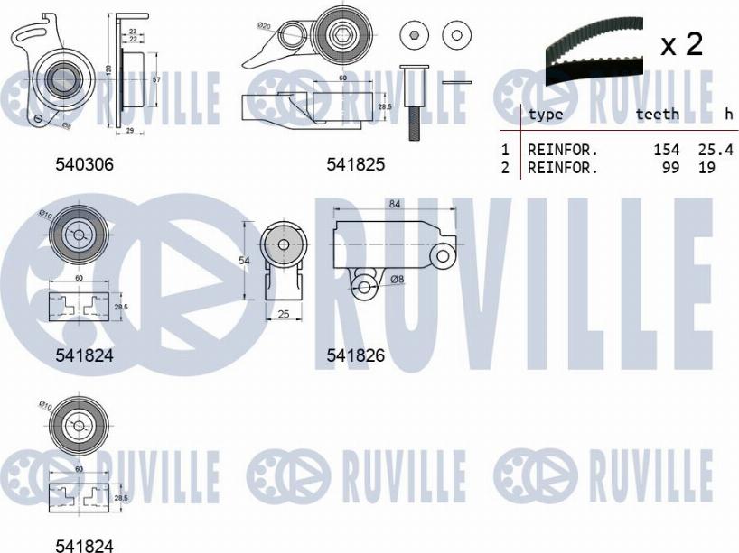 Ruville 550300 - Комплект ангренажен ремък vvparts.bg