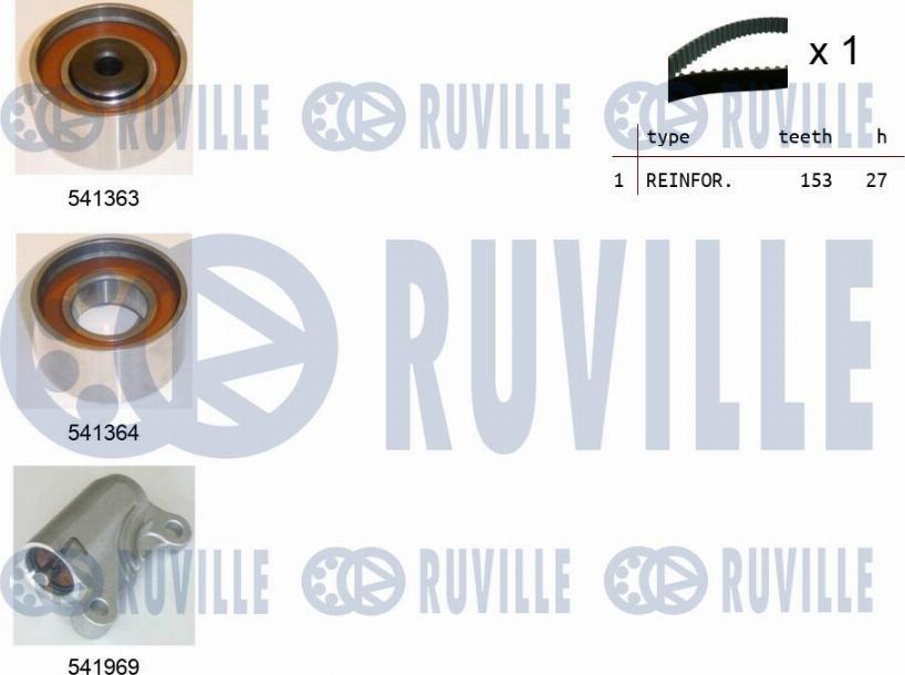 Ruville 550308 - Комплект ангренажен ремък vvparts.bg