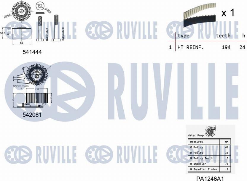 Ruville 5503031 - Водна помпа+ к-кт ангренажен ремък vvparts.bg