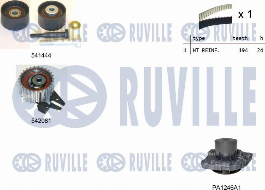 Ruville 5503031 - Водна помпа+ к-кт ангренажен ремък vvparts.bg