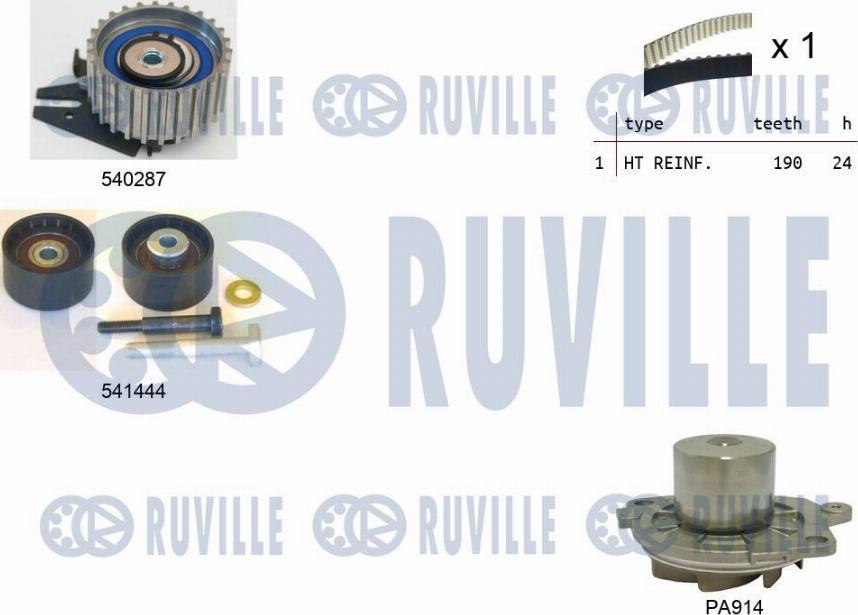 Ruville 5503021 - Водна помпа+ к-кт ангренажен ремък vvparts.bg