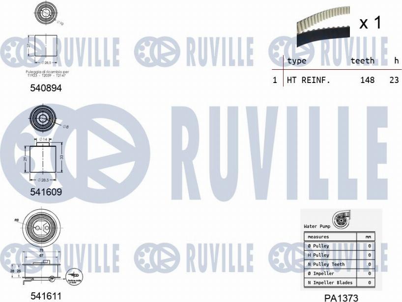 Ruville 5503191 - Водна помпа+ к-кт ангренажен ремък vvparts.bg