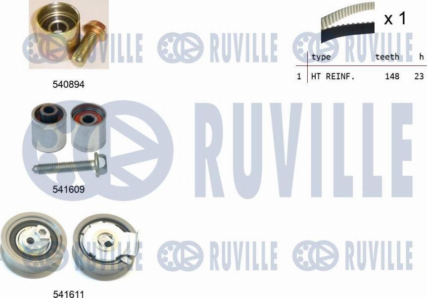 Ruville 550319 - Комплект ангренажен ремък vvparts.bg
