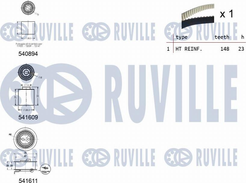 Ruville 550319 - Комплект ангренажен ремък vvparts.bg