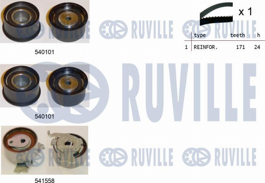 Ruville 550311 - Комплект ангренажен ремък vvparts.bg