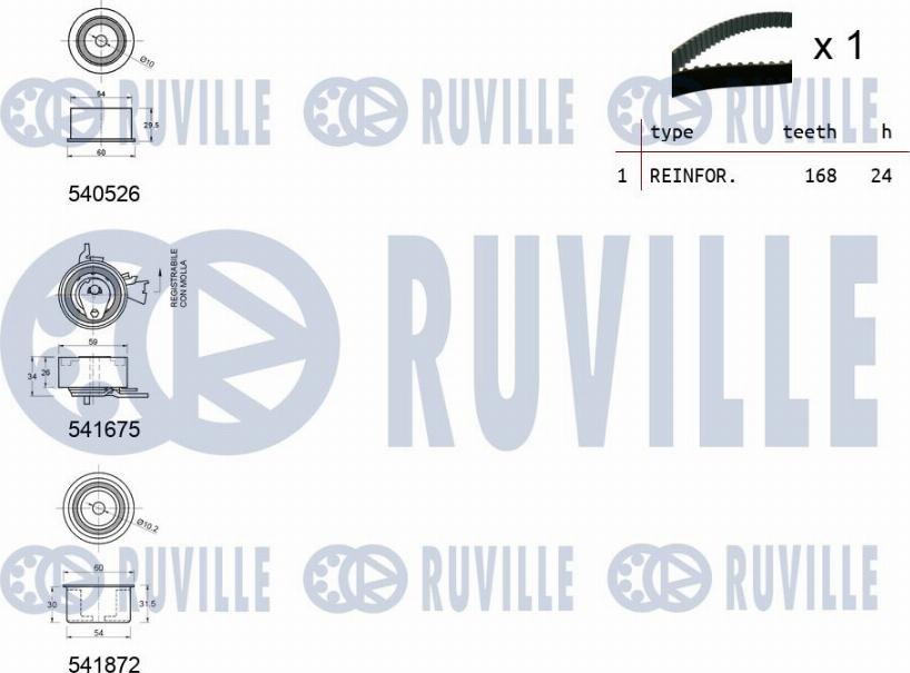 Ruville 550318 - Комплект ангренажен ремък vvparts.bg