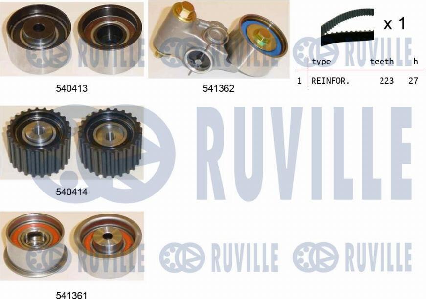 Ruville 550313 - Комплект ангренажен ремък vvparts.bg