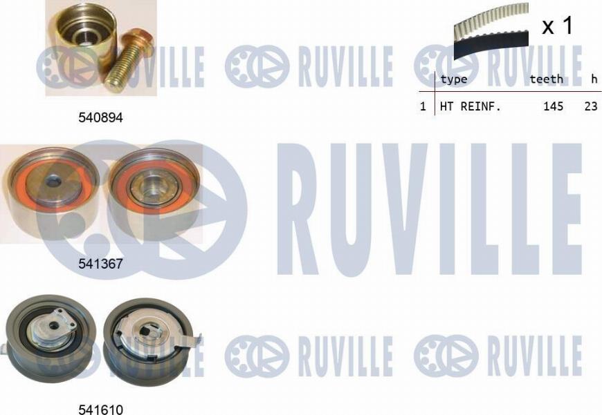 Ruville 550312 - Комплект ангренажен ремък vvparts.bg