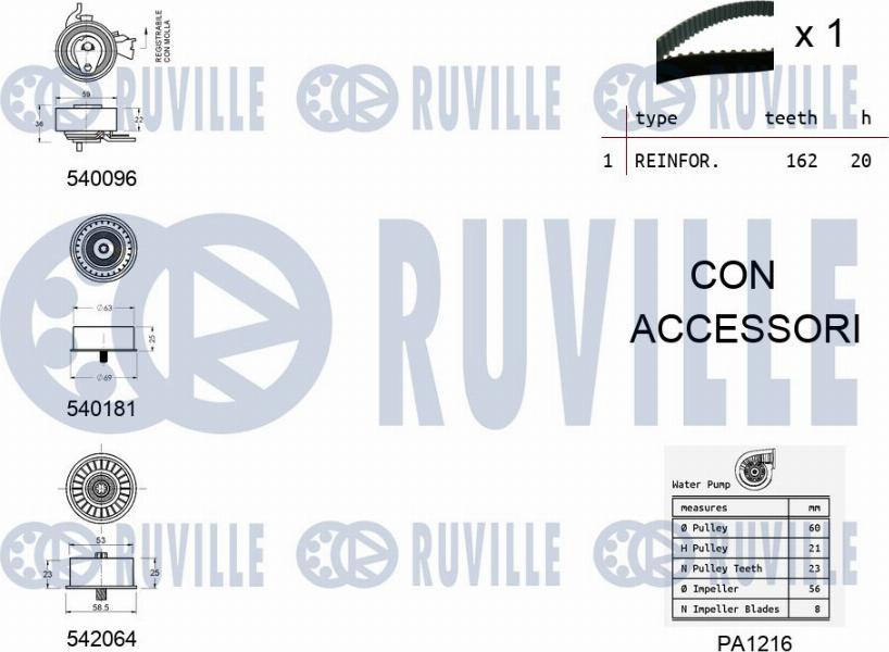 Ruville 5503171 - Водна помпа+ к-кт ангренажен ремък vvparts.bg