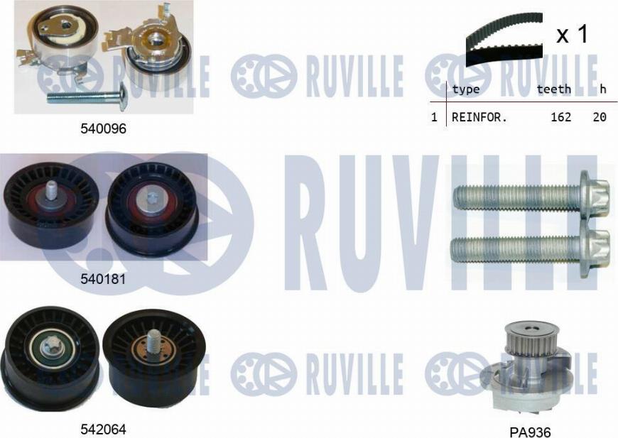 Ruville 5503173 - Водна помпа+ к-кт ангренажен ремък vvparts.bg