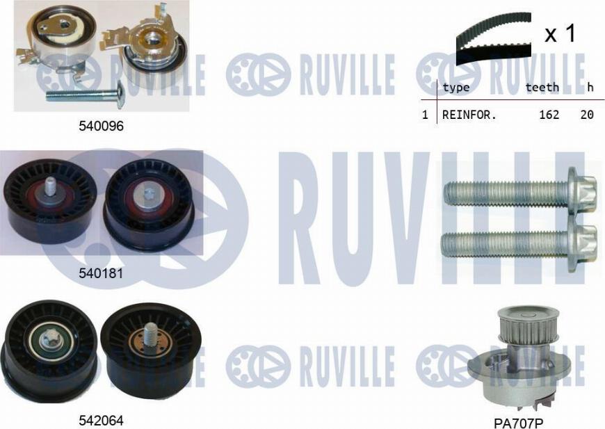 Ruville 5503172 - Водна помпа+ к-кт ангренажен ремък vvparts.bg