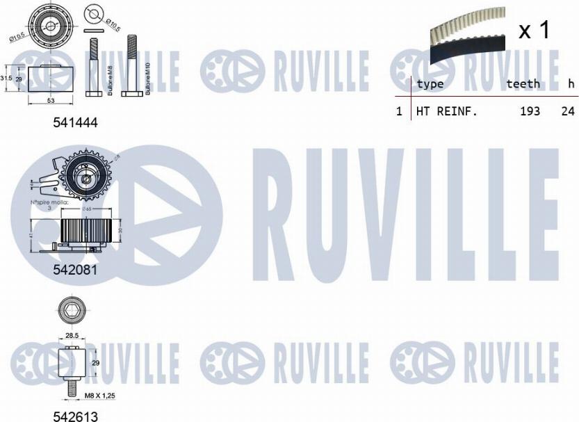 Ruville 550389 - Комплект ангренажен ремък vvparts.bg