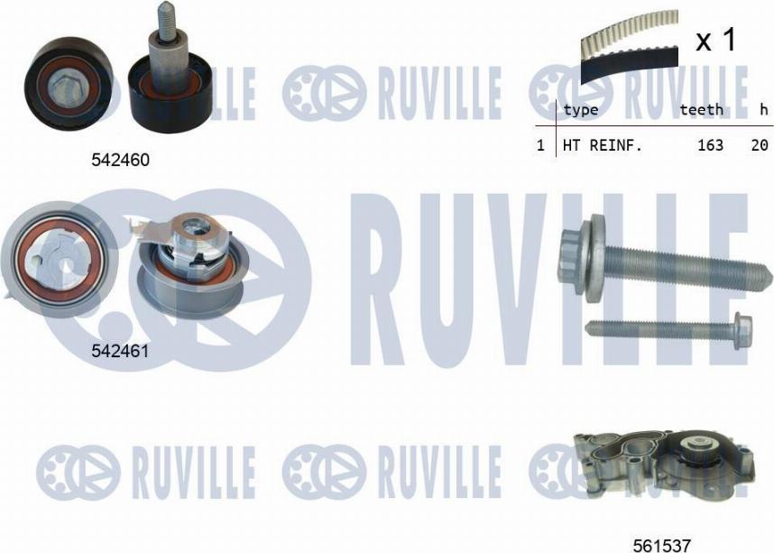 Ruville 5503841 - Водна помпа+ к-кт ангренажен ремък vvparts.bg