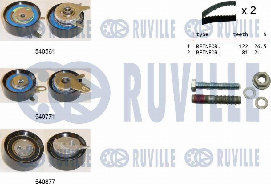 Ruville 550385 - Комплект ангренажен ремък vvparts.bg