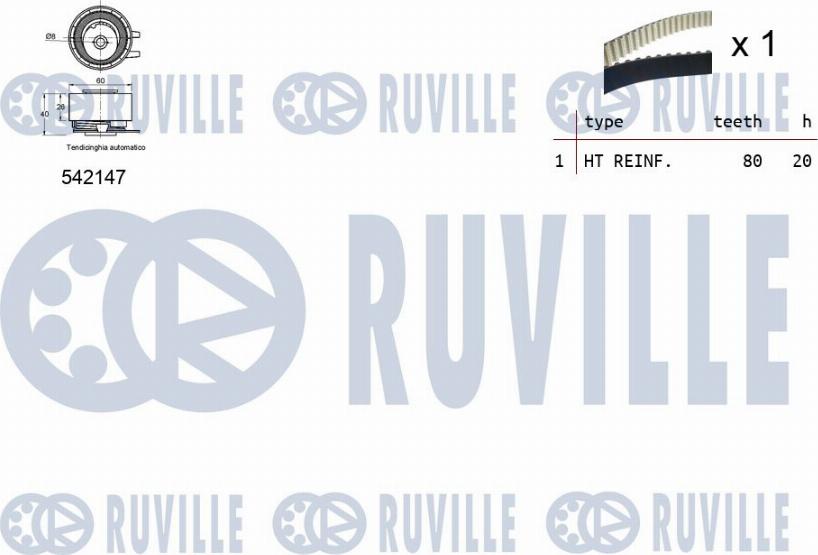 Ruville 550388 - Комплект ангренажен ремък vvparts.bg