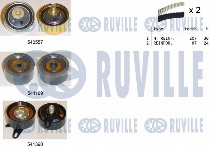 Ruville 550383 - Комплект ангренажен ремък vvparts.bg