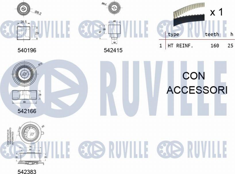 Ruville 550335 - Комплект ангренажен ремък vvparts.bg