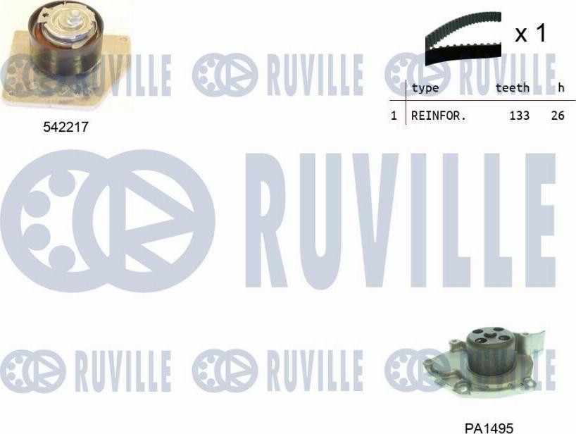 Ruville 5503361 - Водна помпа+ к-кт ангренажен ремък vvparts.bg