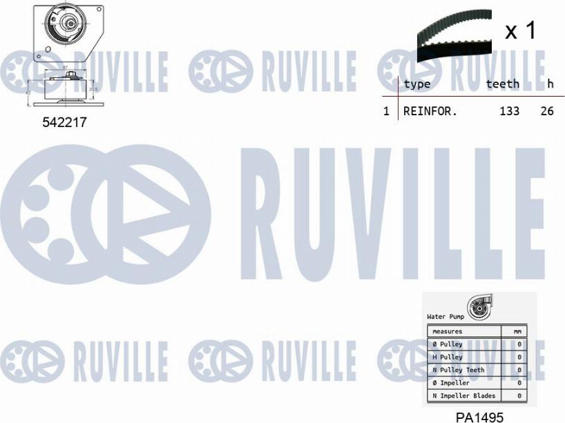 Ruville 5503361 - Водна помпа+ к-кт ангренажен ремък vvparts.bg