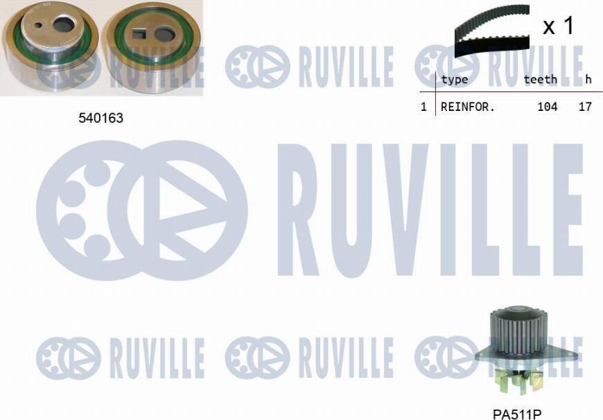 Ruville 5503291 - Водна помпа+ к-кт ангренажен ремък vvparts.bg