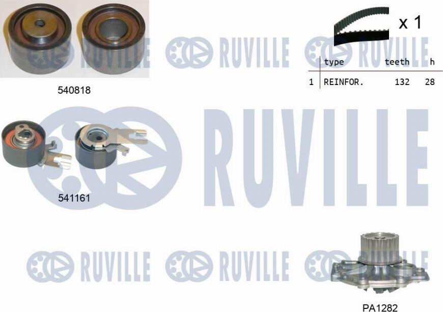 Ruville 5503261 - Водна помпа+ к-кт ангренажен ремък vvparts.bg