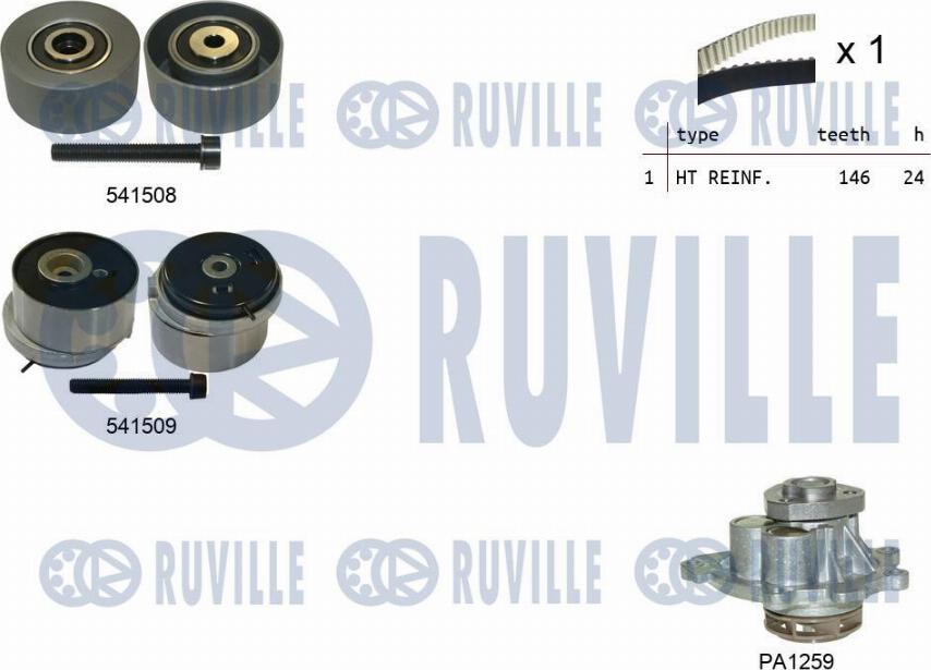 Ruville 5503201 - Водна помпа+ к-кт ангренажен ремък vvparts.bg