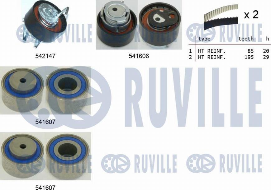 Ruville 550322 - Комплект ангренажен ремък vvparts.bg